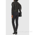 Autumn 2 Pockets PU Leather Jacket for Ladies